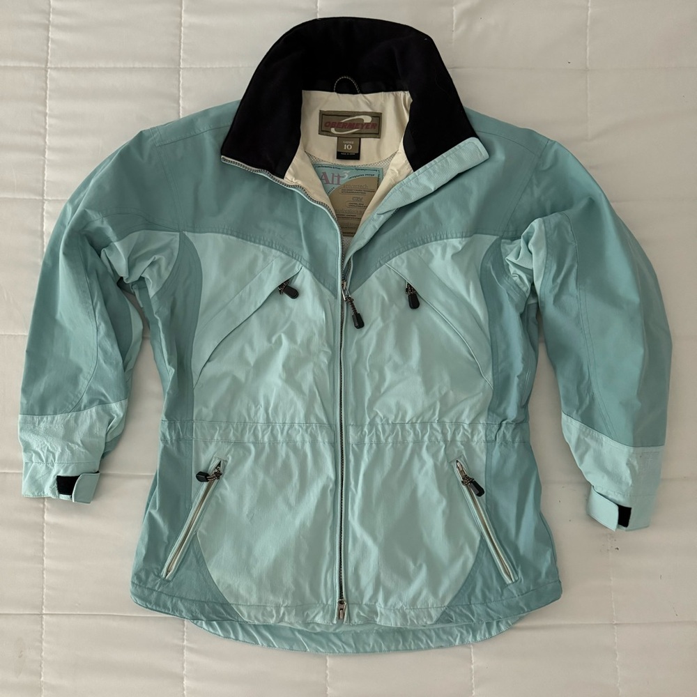 Obermeyer ALT3 Stormtech Ski Snowboard Jacket/Coat Women's 10 Aqua/Sky Blue